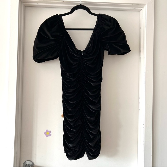 NEW Hutch / Anthropologie Ruched Puff-Sleeved Velvet Mini Dress Size 8 C7 - Picture 10 of 10